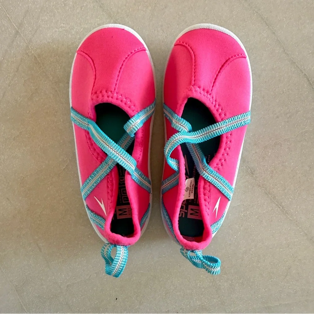 Speedo Kids Pink Blue Mary Jane Water Shoes Girls Size M 7-8